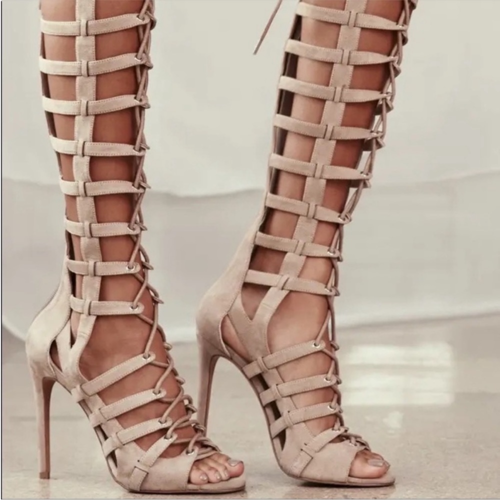 Kendall + Kylie Emily Lace up Heeled Sandals in Nude Size 7.5